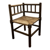 Antique straw-seated chair – French style, 1940s