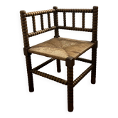 Antique straw-seated chair – French style, 1940s