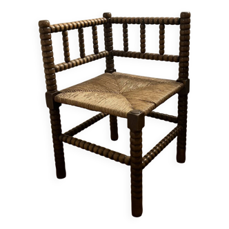 Antique straw-seated chair – French style, 1940s