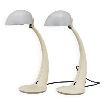 1970s Pair of Veneta Lumi Table Lamps  model Virgola, Italy