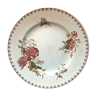 Flat round dish, polychrome flowers, vega model of sarreguemines u&c