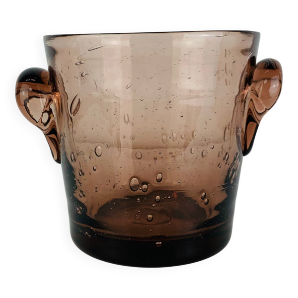 Seau à glace verre bullé rose La Rochère