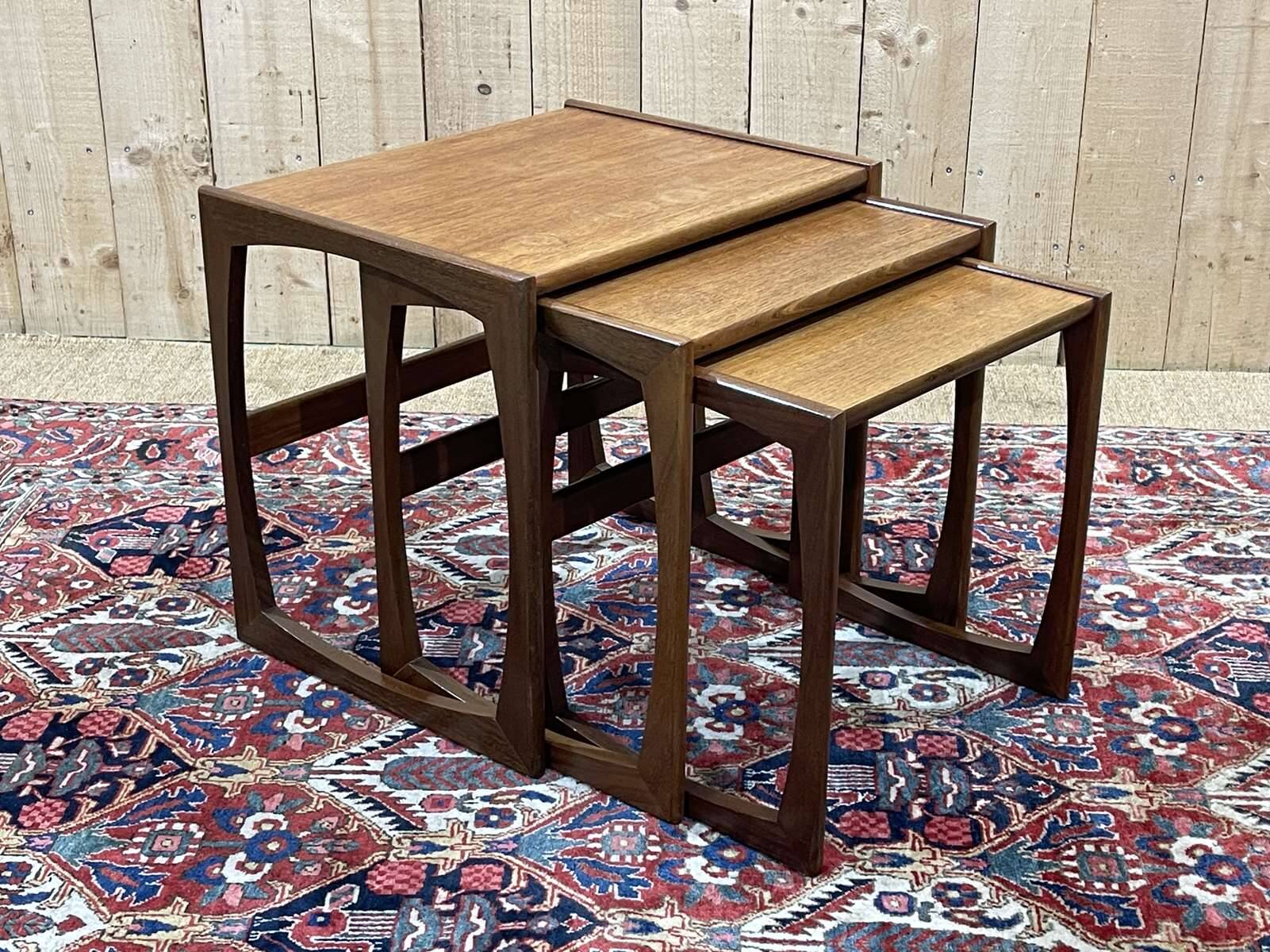 Set of 3 teak nesting tables from the GPlan brand from the 1970s