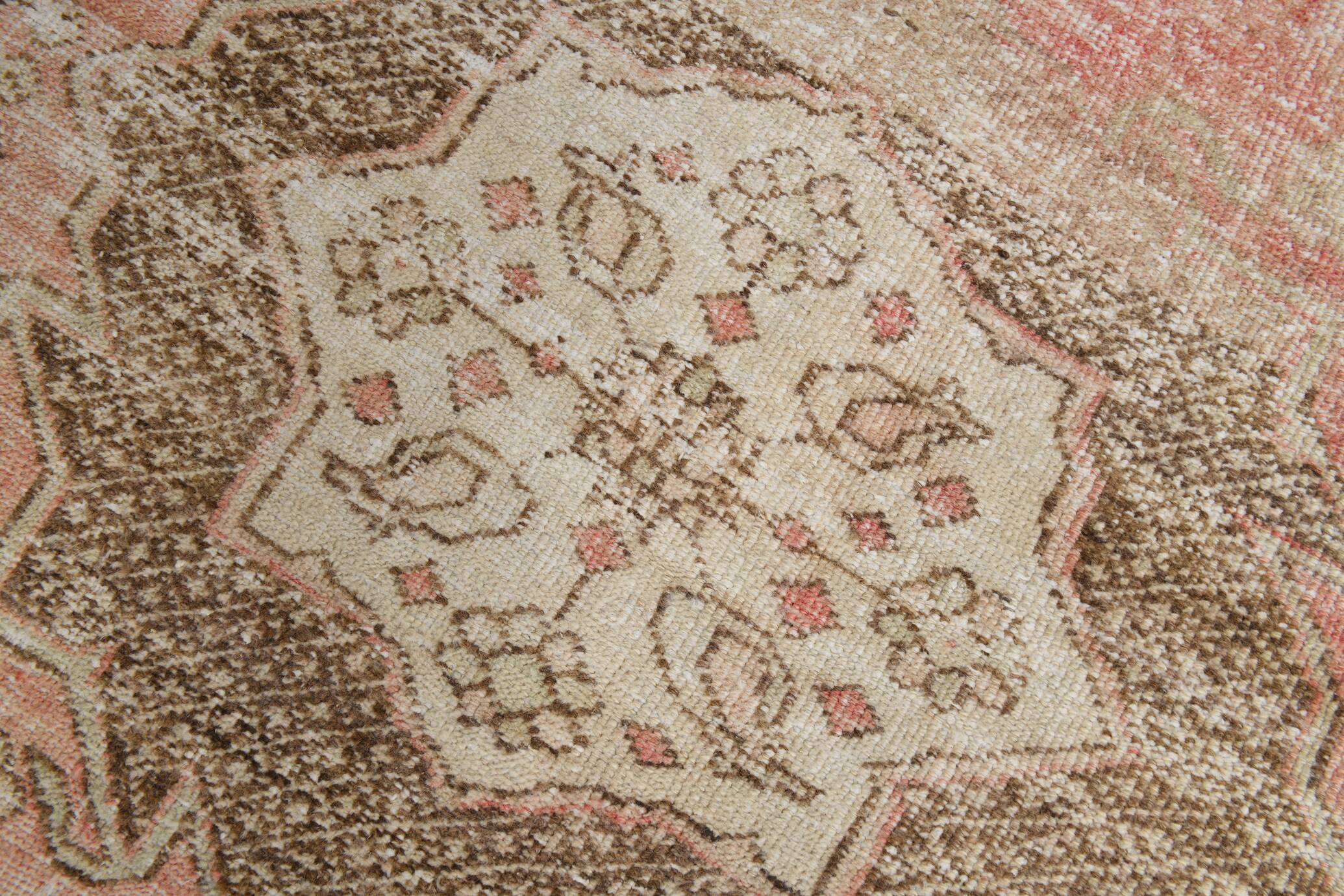 Pale Red & Brown Vintage Rug, 124x197Cm