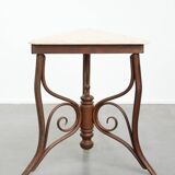 Table d'appoint Thonet ancienne du début du XXe siècle avec un plateau en pierre naturelle