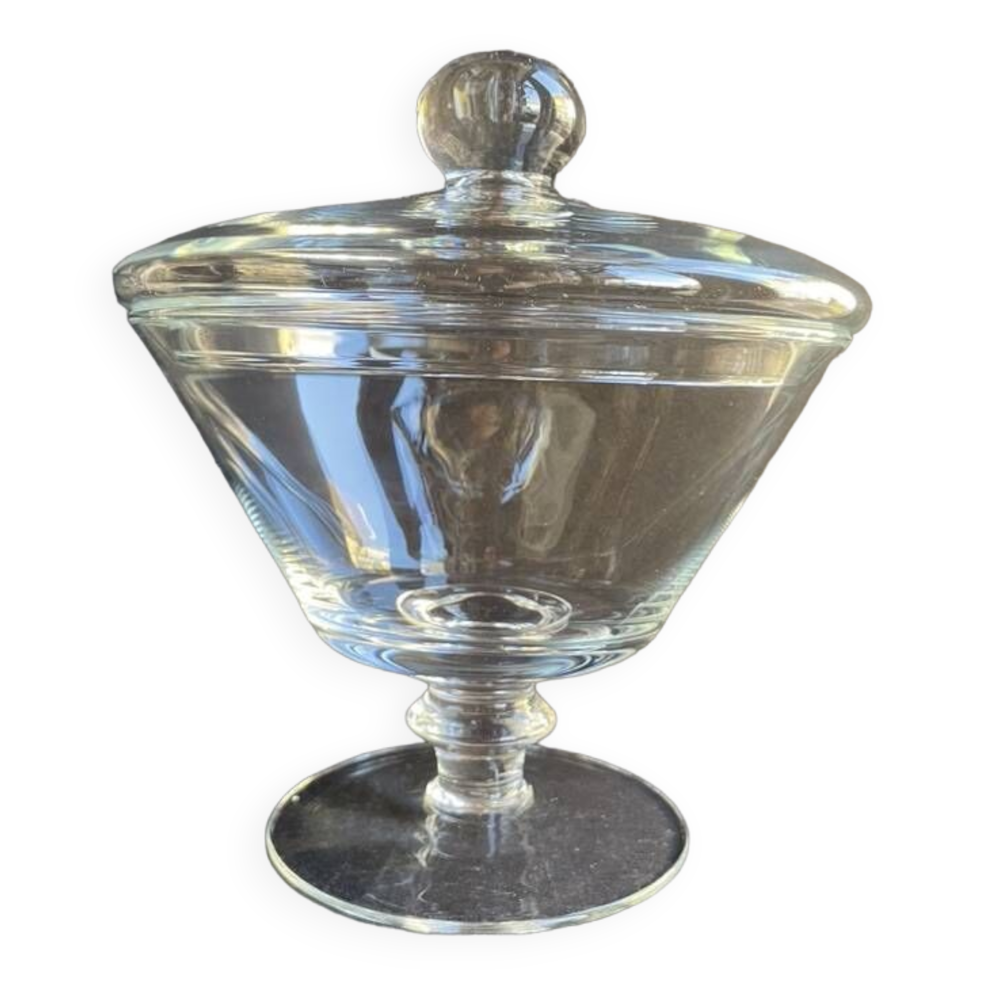 Grand compotier couvert – cristal soufflé uni