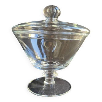 Large covered compote bowl – plain blown crystal