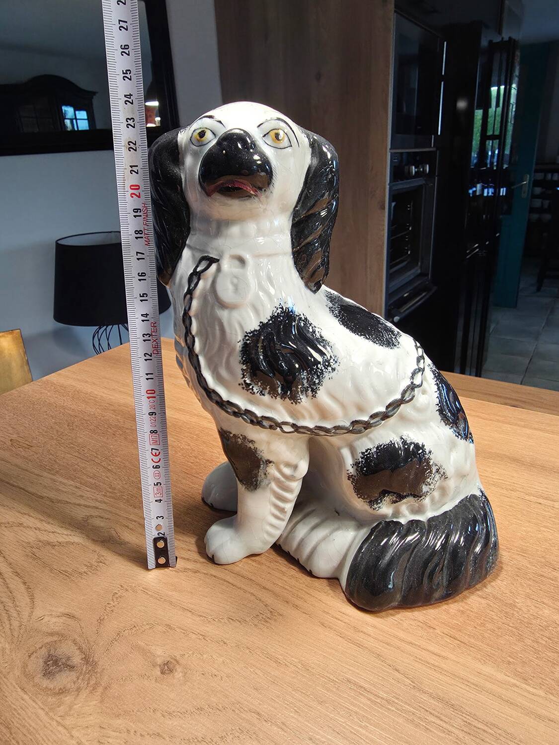 Pair of Staffordshire-type ceramic dogs - King Charles - 20th century