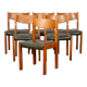 Set of 6 solid elm and leather chairs by Self, 1980.