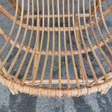 Shell armchair in rattan and bamboo - 1970s