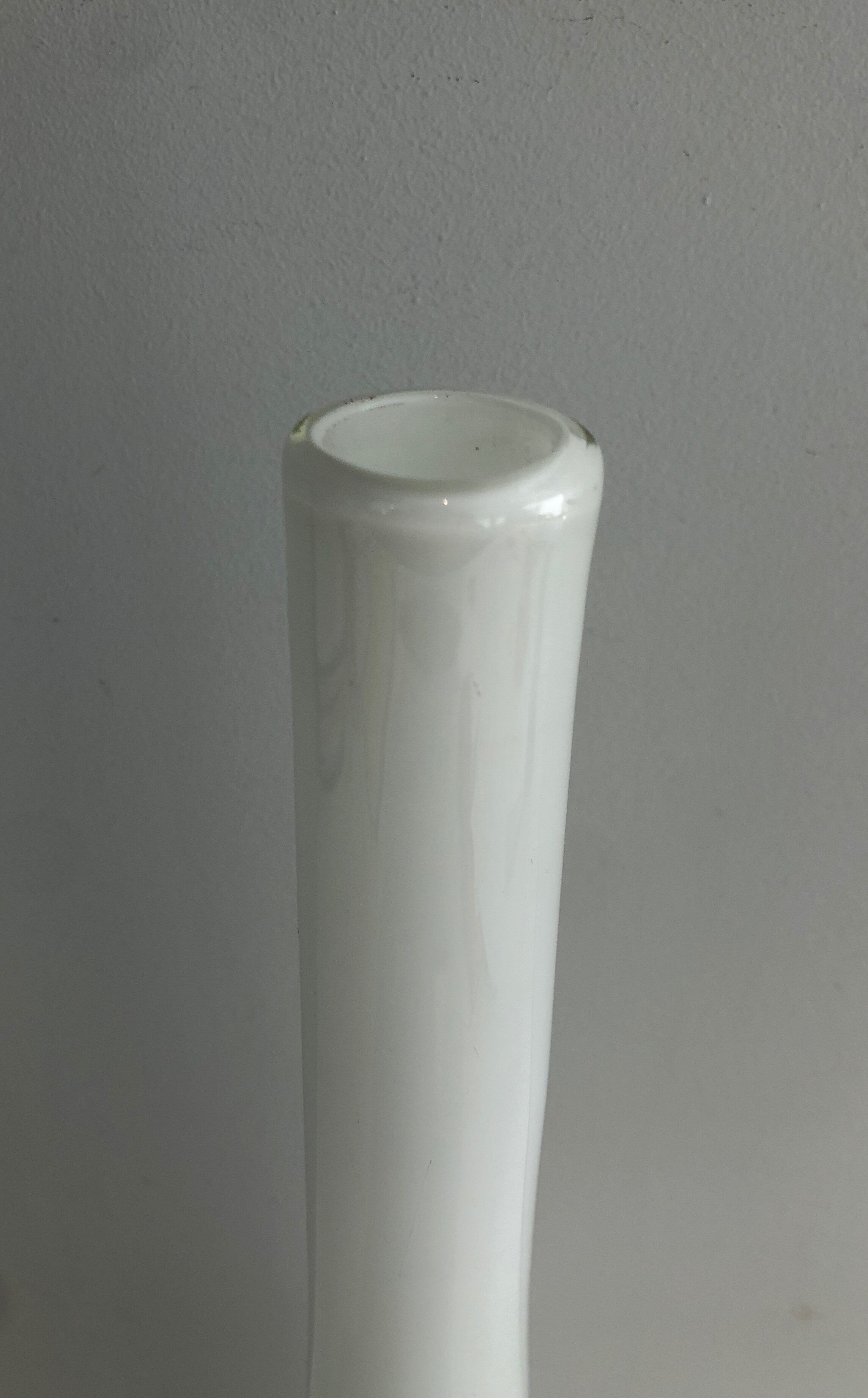 White opaline glass vase
