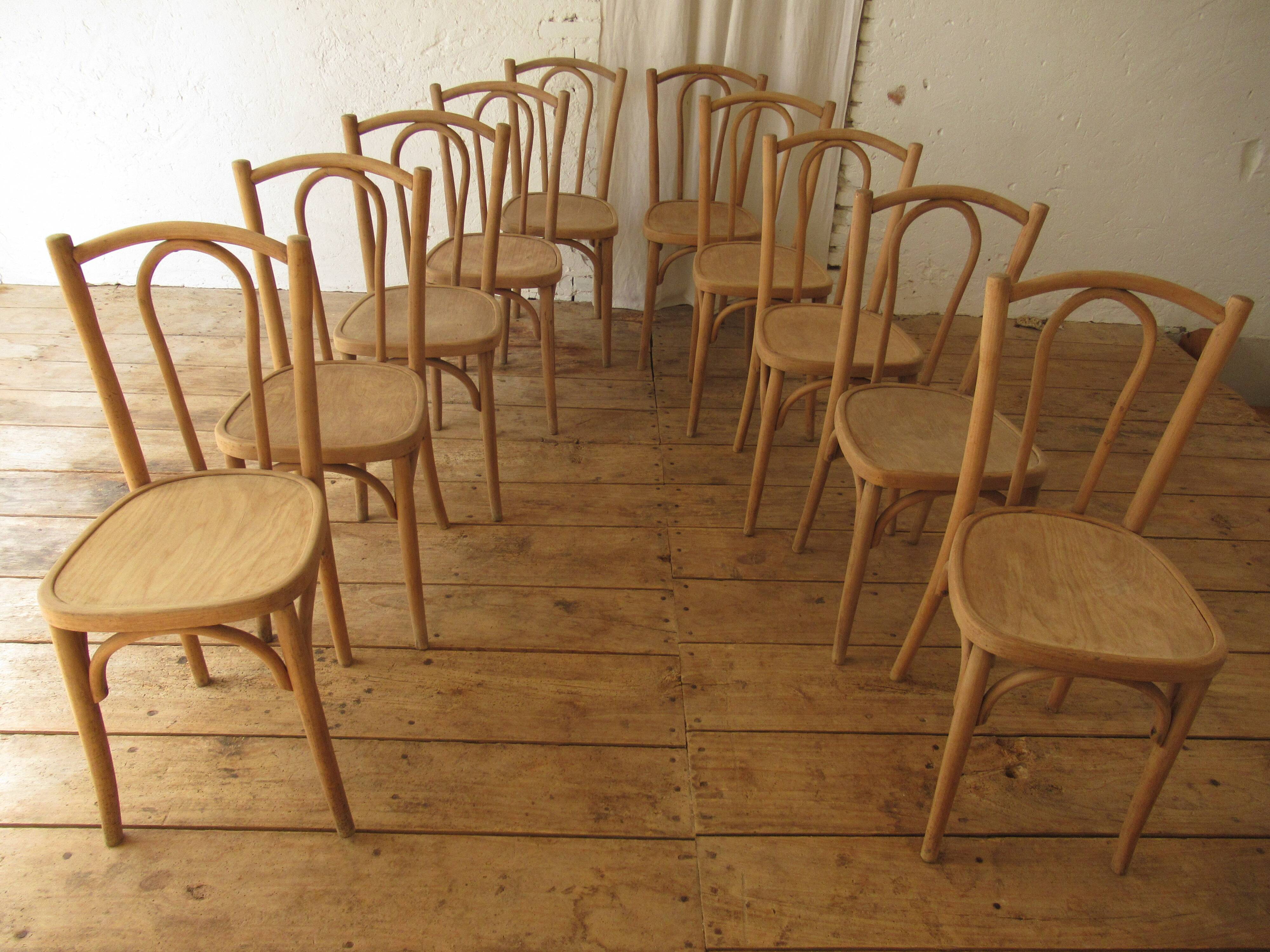 Raw wood bistro chairs.