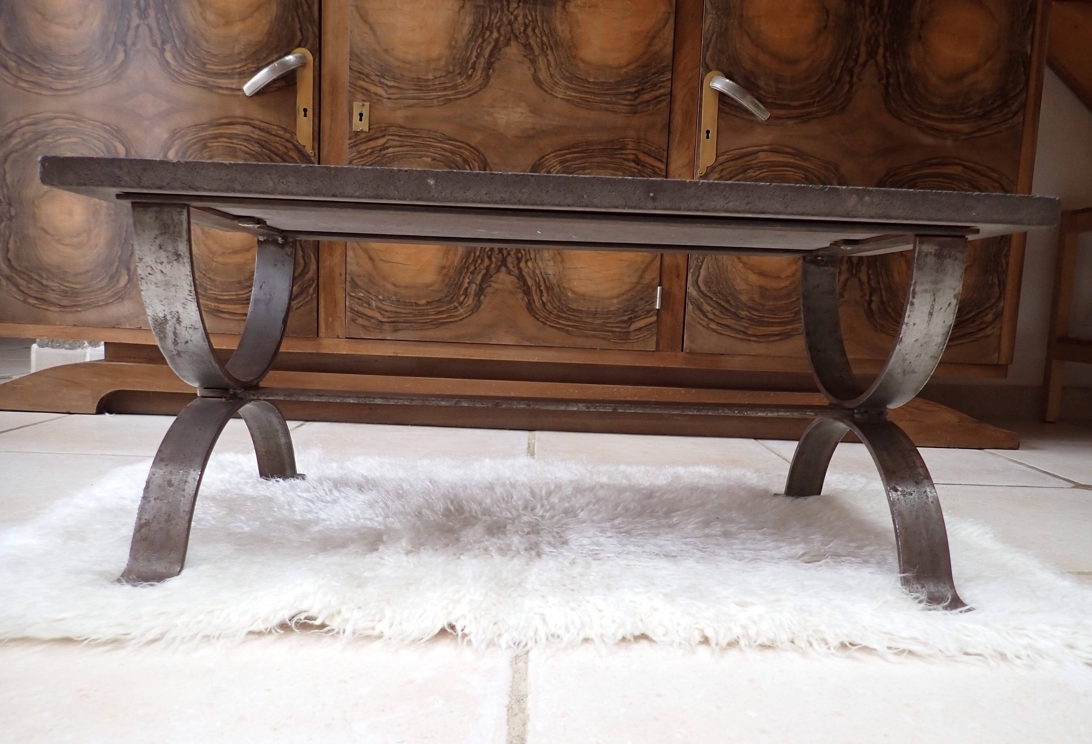 Enameled lava coffee table by Jean Jaffeux