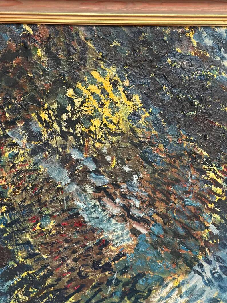 Grande huile sur toile suédoise originale – « Composition » par Valter Gibson