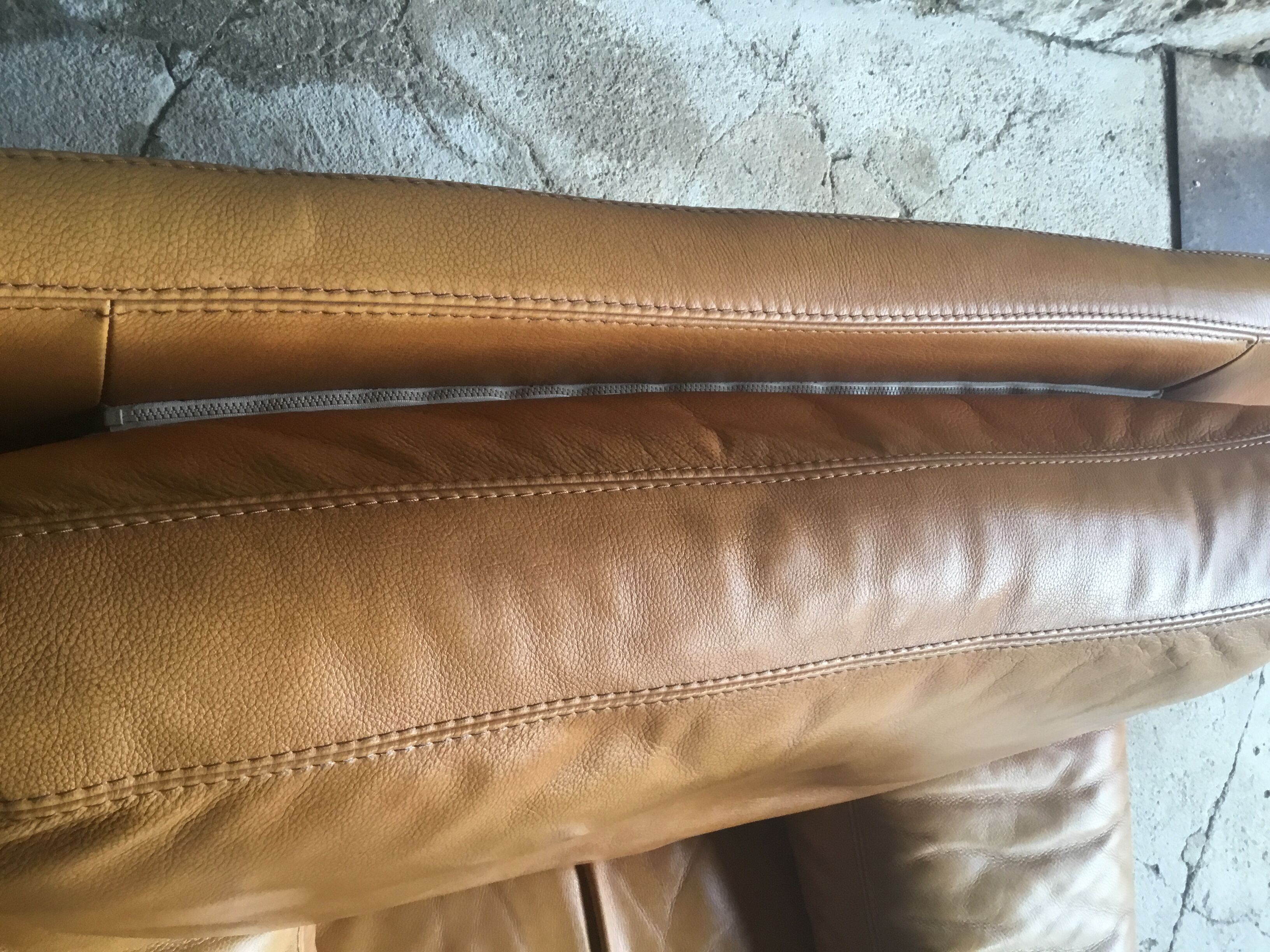 Roche Bobois leather armchair - cognac - 1990