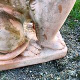 Paire de lion de jardin en terre cuite ancien