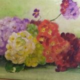 huile sur paneau bouquet de fleurs signée Marguerite Dorbritz
