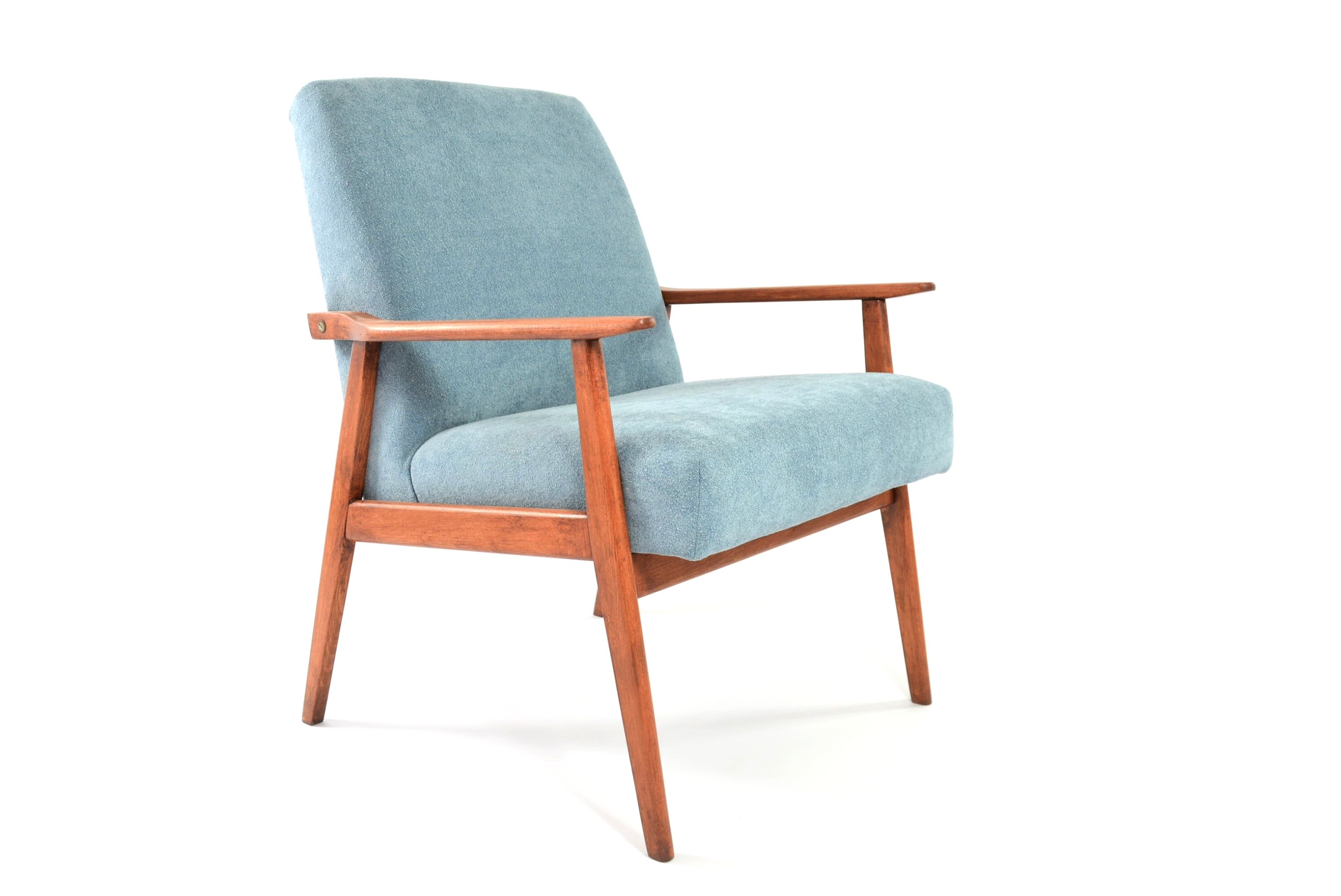 Renovated vintage armchairs sky blue