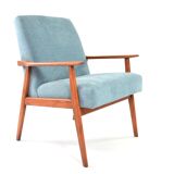 Renovated vintage armchairs sky blue