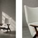 Vintage Mid-Century Norwegian Modern Teak & Boucle Fabric High Lounge Chair