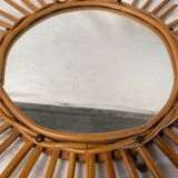 Miroir rotin soleil vintage - 53cm