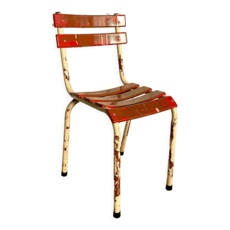 Bistro chair metal patina red and white