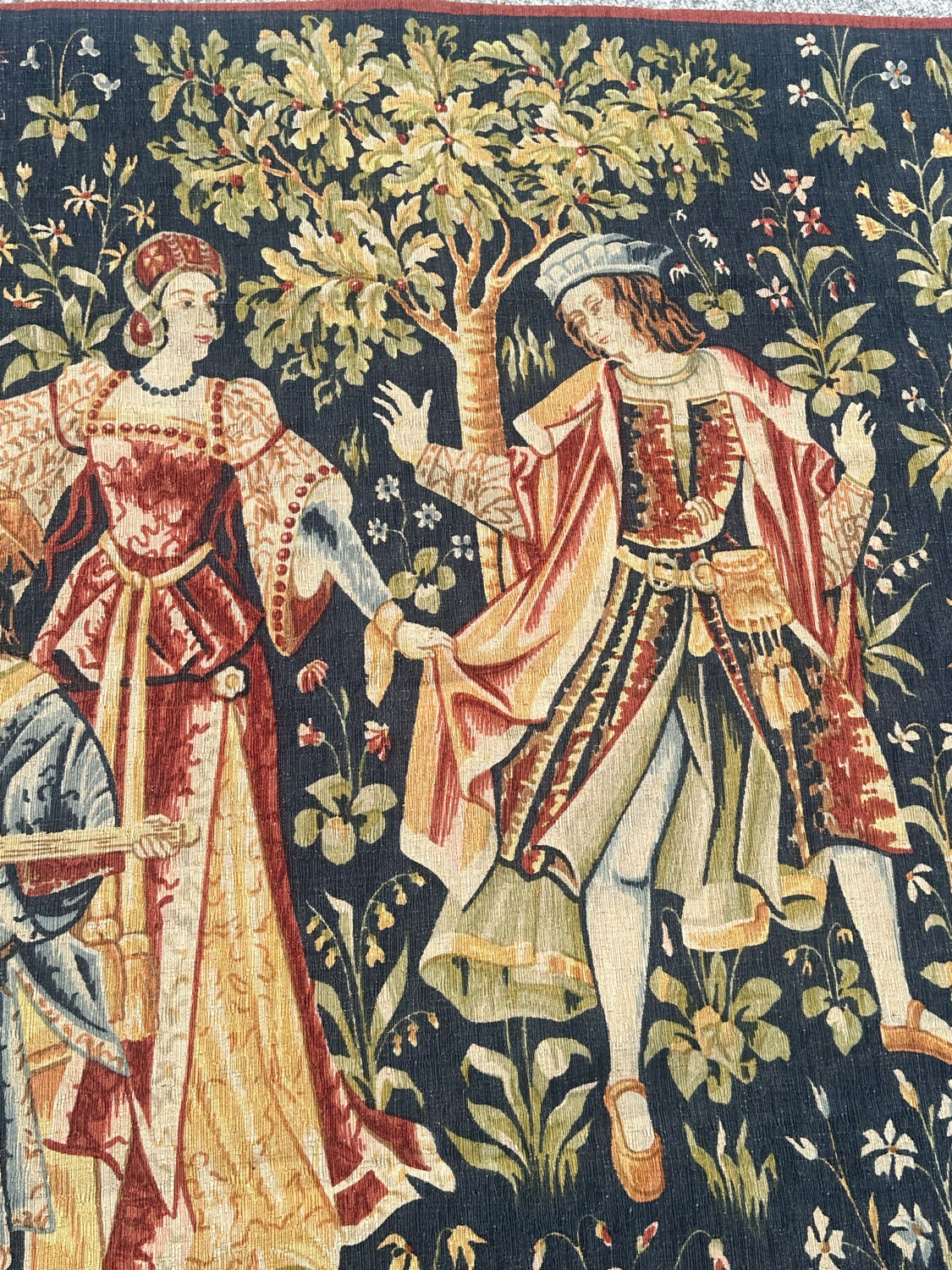 Hand-screen printed tapestry "concert of fountains"