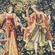 Hand-screen printed tapestry "concert of fountains"