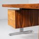 Bureau moderne du milieu du siècle en bois et chrome, Italie, années 1970