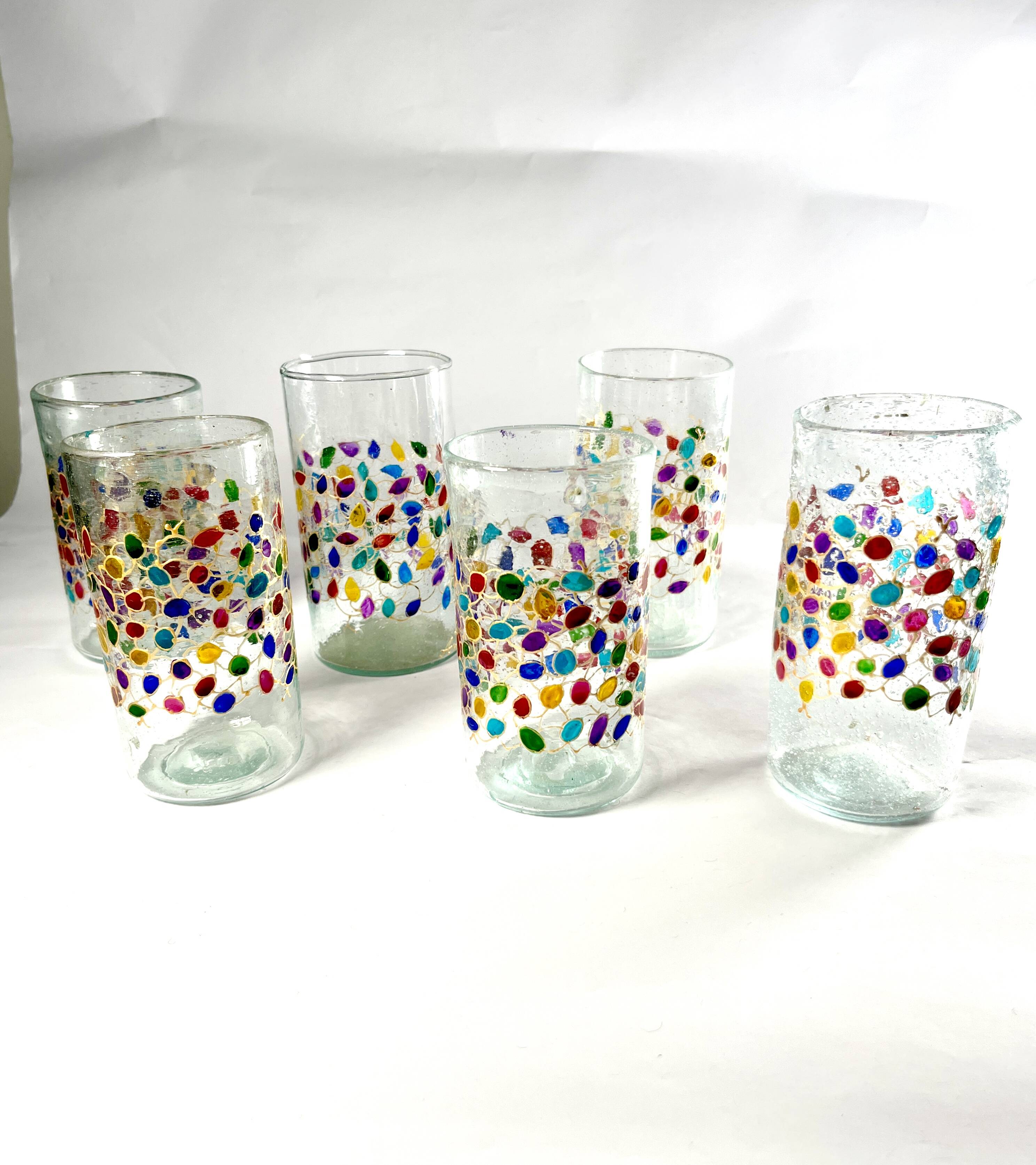 Verres à eau peints