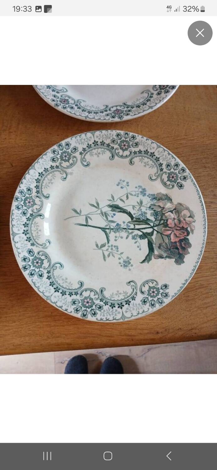 7 old flat plates Terre de fer