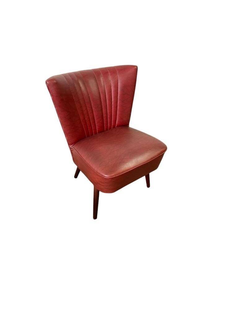 Vintage dark red one-seater cocktail armchair / chair
