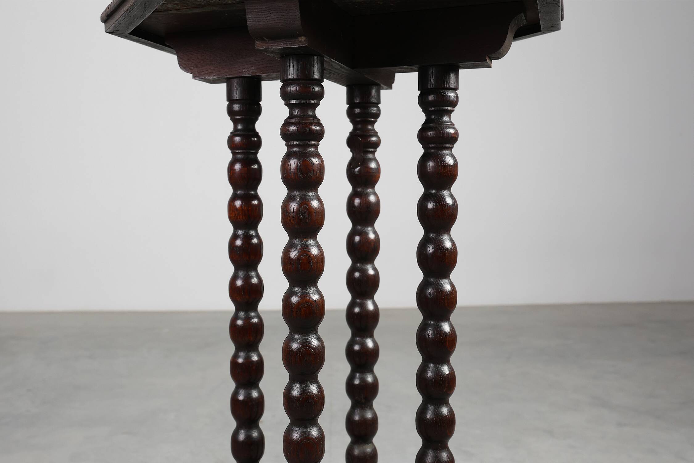 French octagonal Rustic Baroque Oak Side Table, circa 1850
