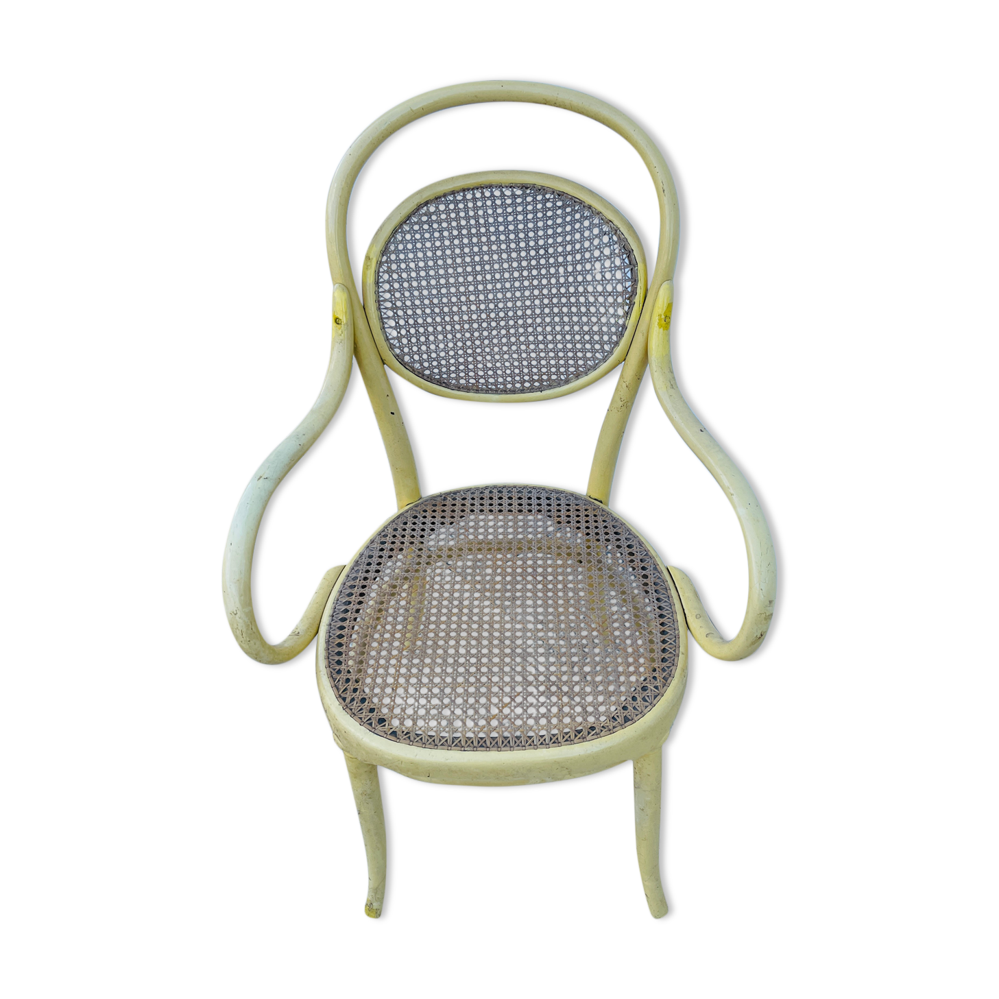 Old armchair Thonet canned wood