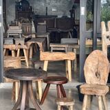 Mini low stool in upcycled old Asian teak H15 D24