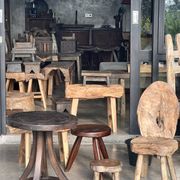 Mini low stool in upcycled old Asian teak H15 D24