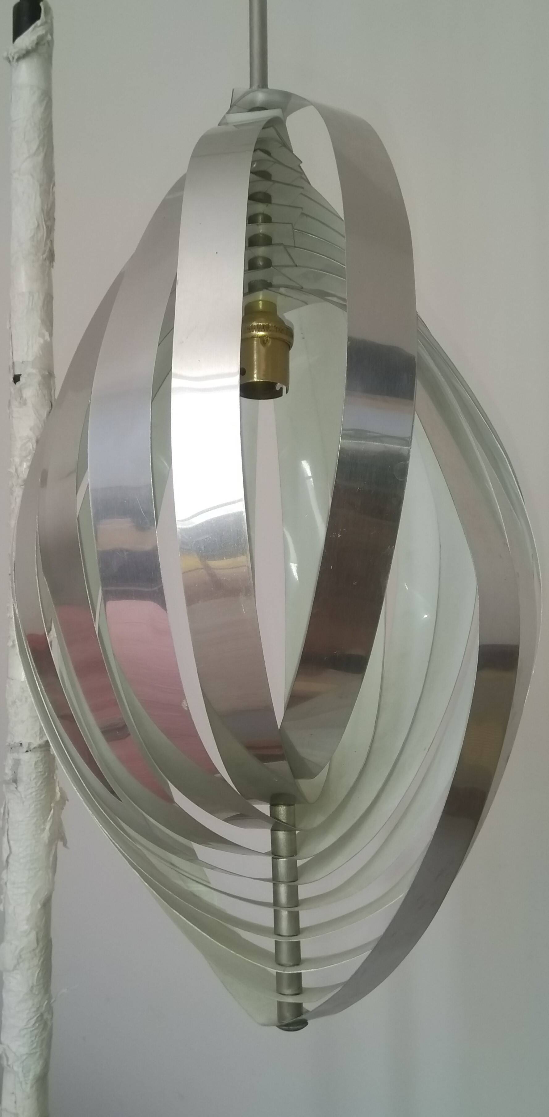 Suspension lustre spiral Henry Mathieu 1970 Space age helicoidal