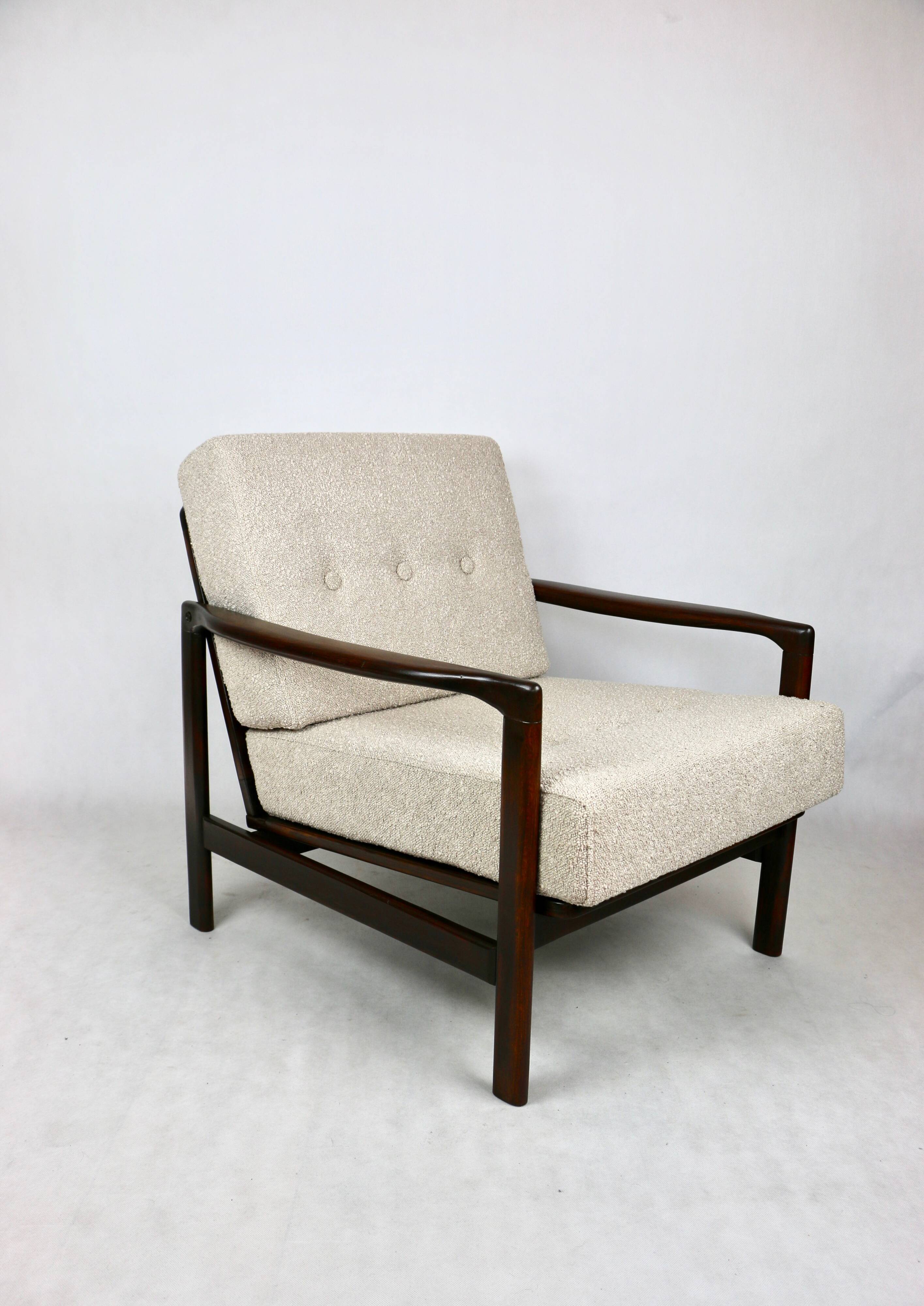 Beige boucle Lounge Chair by Z. Baczyk, 1970s