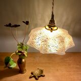 Vintage lampshade pendant light in pale yellow Clichy glass
