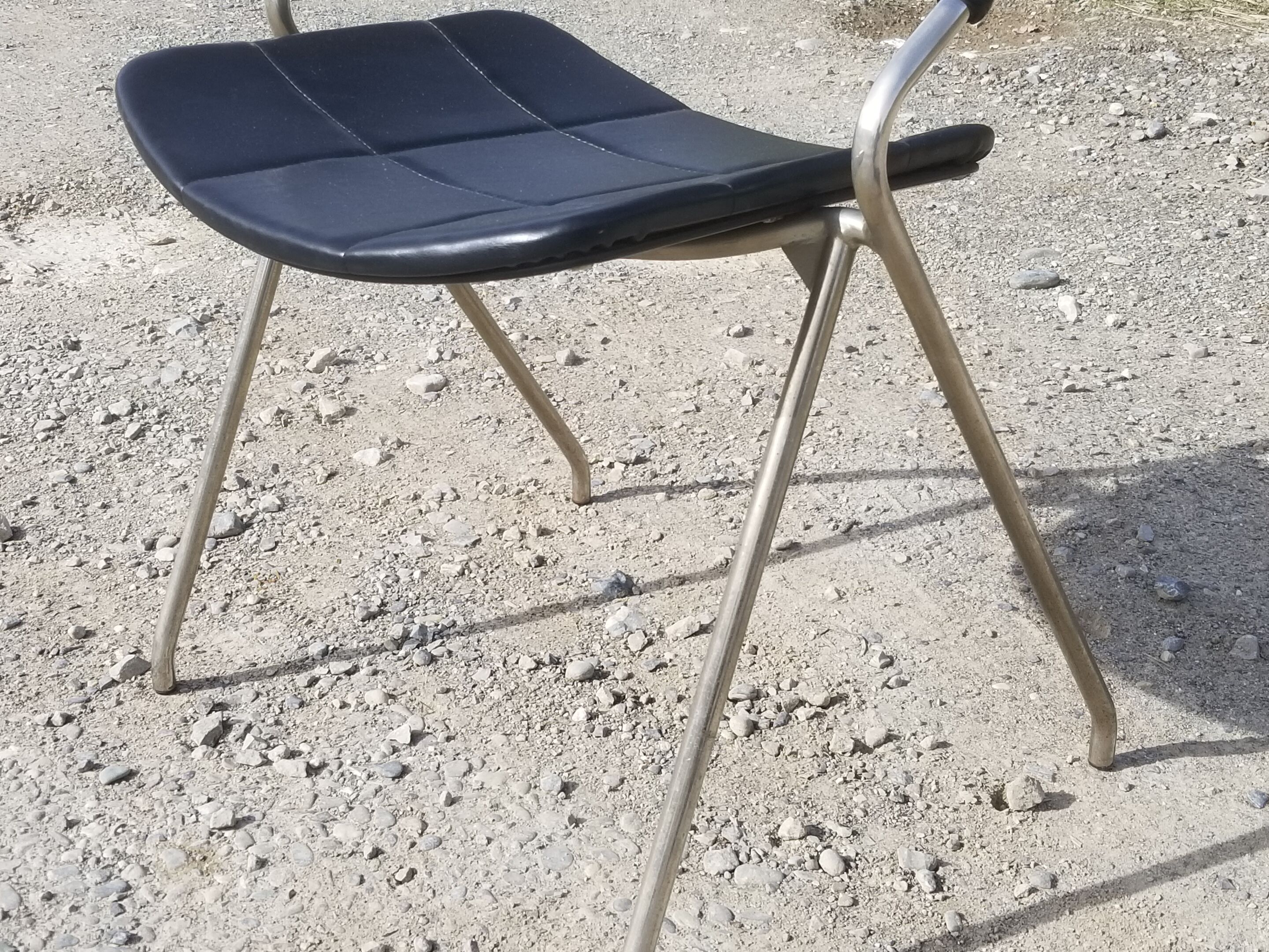 Armchair model "Rugby" design Gilbert Steiner Chrome and Black - 60s