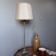 Silver metal living room lamp, cream shade, 1950s