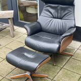 Leather  reclining chair and ottoman