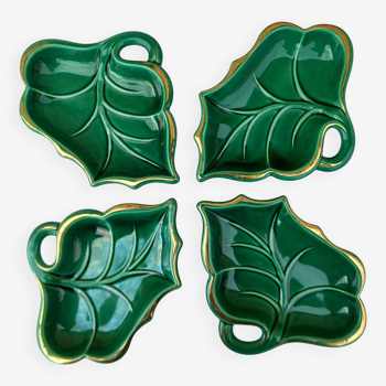 Set of 4 vintage leaf-shaped ravioli