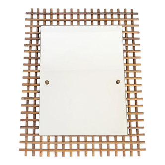 Mirror 65x51cm vintage rattan 1950