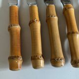 Set of 6 dessert knives bamboo handle 1960