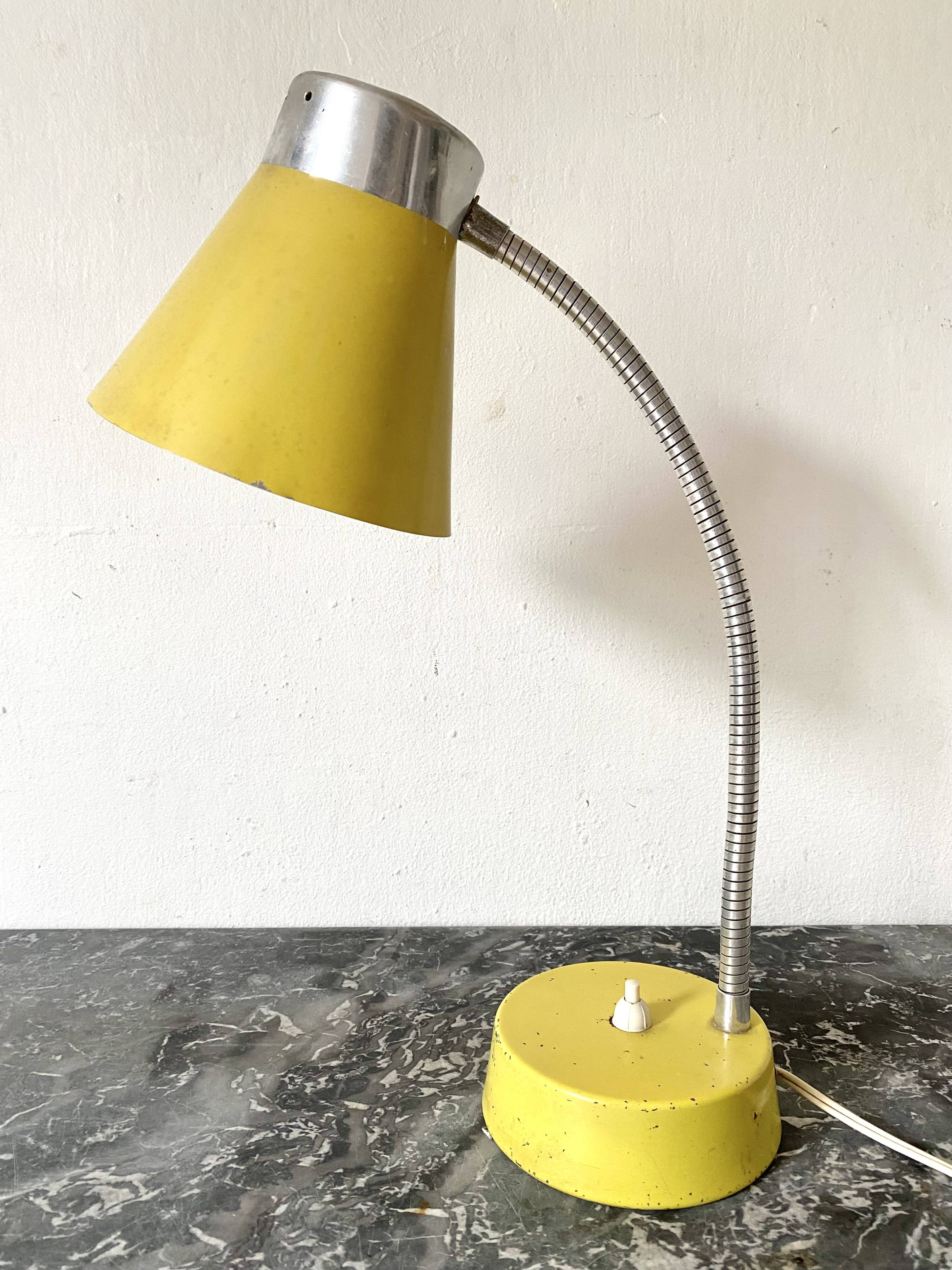 Yellow metal desk lamp, 1950s-1960s