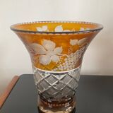 Vintage vase in chiseled bohemian crystal