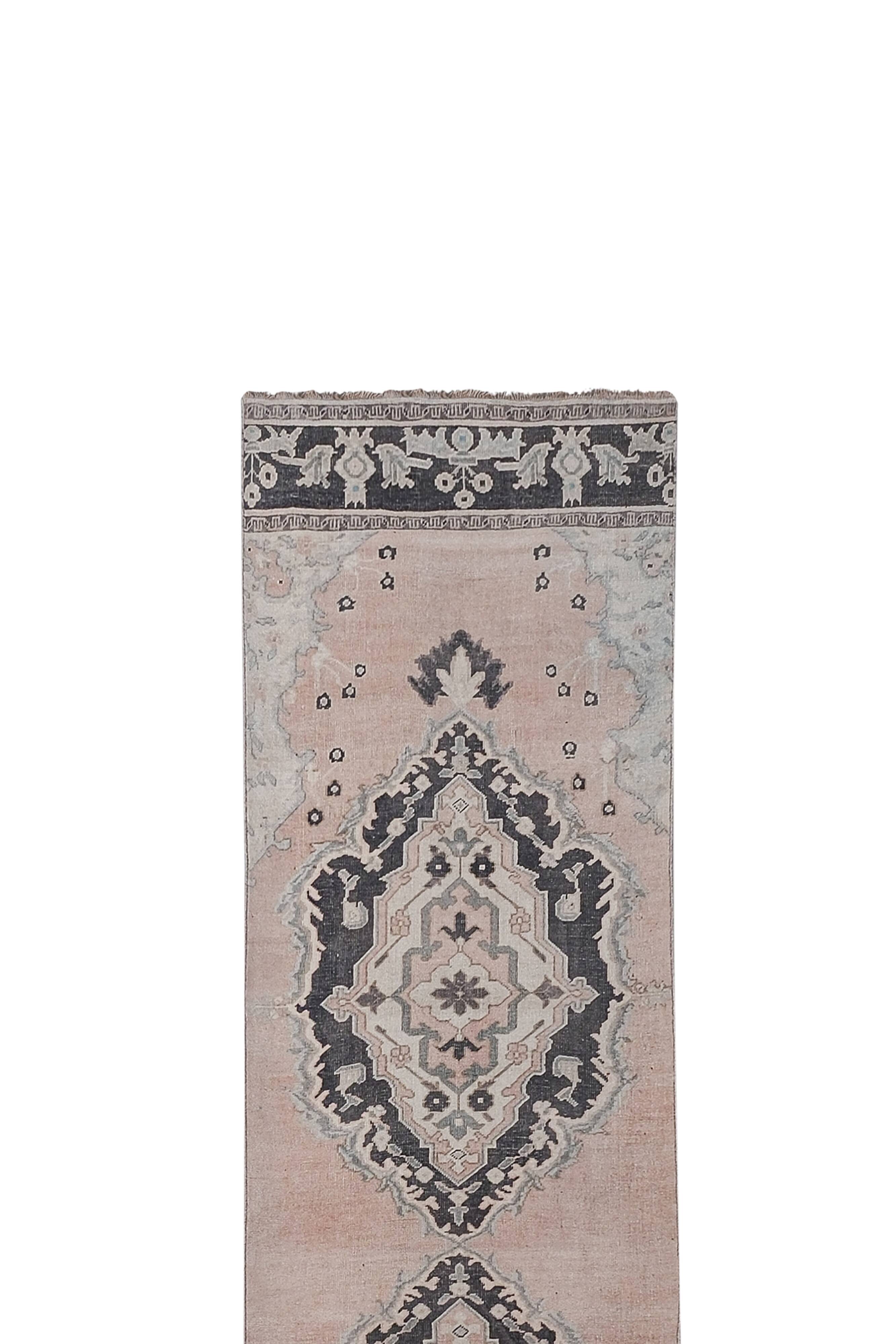 Vintage Turkish Oushak Rug Handwoven 98x680 cm