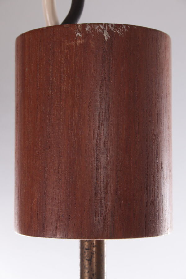 Suspension vintage Louis Kalff en teck verre opale, années 1950