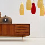 red and yellow murano glass pendants